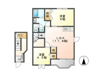 ノーブル C・D棟(2LDK/2階)の間取り写真