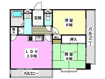 アズウェル(2LDK/2階)の間取り写真