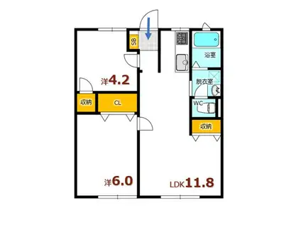 ハイツサンフラワー(2LDK/1階)の間取り写真
