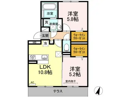 セキュレア須屋K(2LDK/1階)の間取り写真