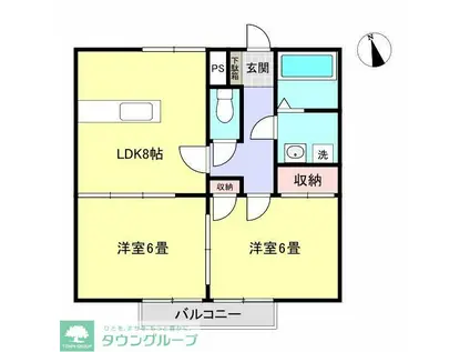 ホープヒルA棟(2LDK/1階)の間取り写真