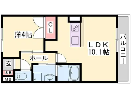 エルシオン(1LDK/2階)の間取り写真