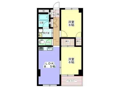 森脇ビル(2LDK/4階)の間取り写真