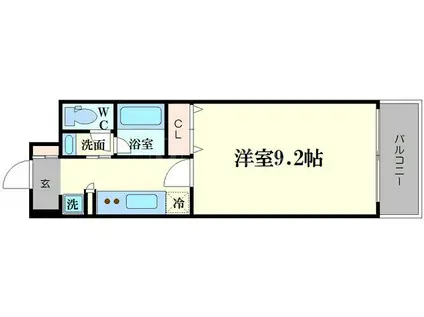 アーバンエース東心斎橋パル(1K/4階)の間取り写真