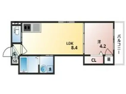 GRANDIR神崎川(1LDK/2階)の間取り写真