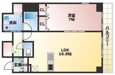BRAVI南堀江(1LDK/12階)の間取り写真