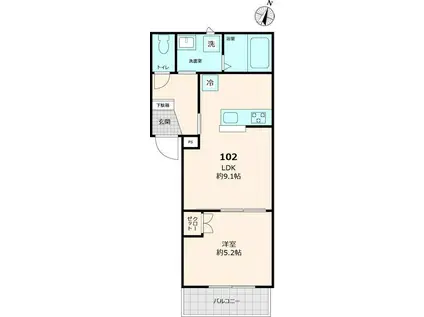 グレイス(1LDK/1階)の間取り写真