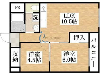 ブルーシャトー(2LDK/3階)の間取り写真