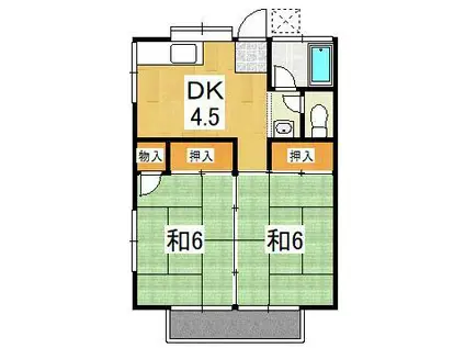 コーポ常晴(2DK/2階)の間取り写真