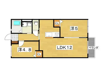 ピコロ フォルテ(2LDK/2階)の間取り写真