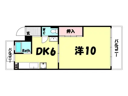 諏訪山マンション(1DK/3階)の間取り写真