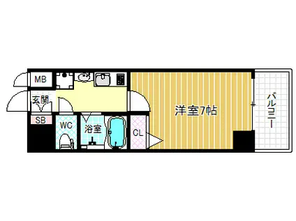 エスリード福島駅前(1K/11階)の間取り写真