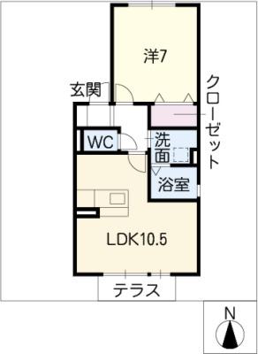 ヴェルヴィルI(1LDK/1階)の間取り写真