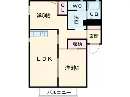 フレグランスヒルズ(2LDK/1階)の間取り写真