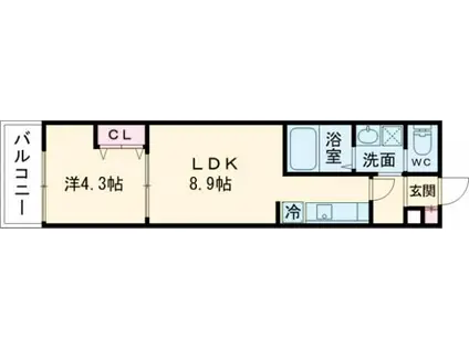 ALEGRIA垂水(1LDK/3階)の間取り写真