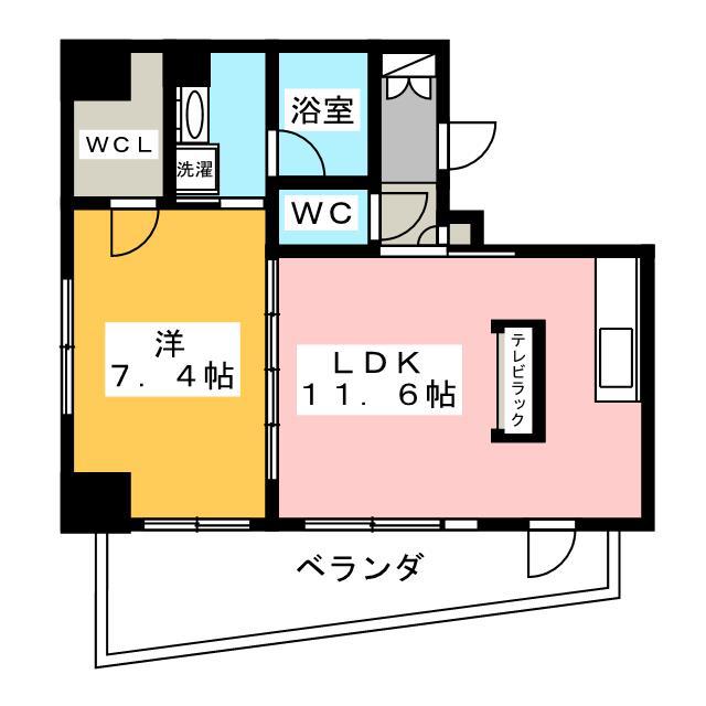 プライマル八王子横山町(1LDK/14階)の間取り写真