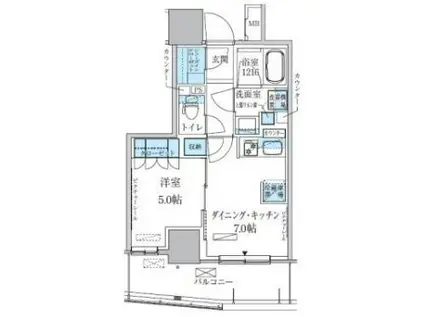 パークアクシス上野松が谷(1DK/9階)の間取り写真