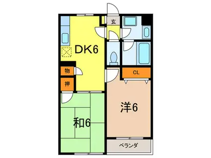 HARMONY COURT 宮町(2DK/1階)の間取り写真