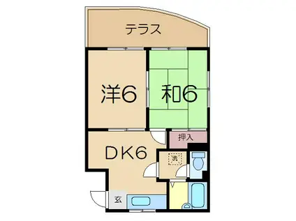 アイ・レジデンス(2DK/1階)の間取り写真