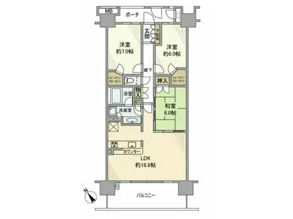 ニュートンプレイスノースコート(3LDK/13階)の間取り写真
