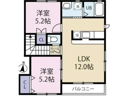 TRIFLE(2LDK/1階)の間取り写真