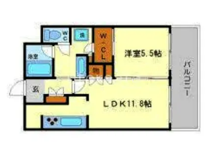 ルネッサなんばタワー(1LDK/21階)の間取り写真