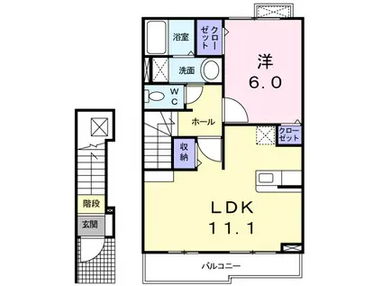 リュミエール(1LDK/2階)の間取り写真