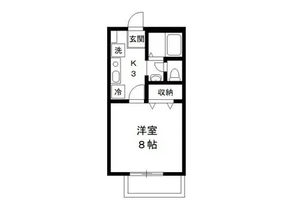 SALUTE TSUGA サルーテツガ(1K/2階)の間取り写真