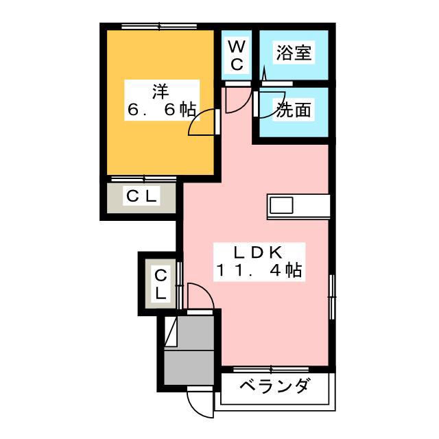 エクシードI(1LDK/1階)の間取り写真