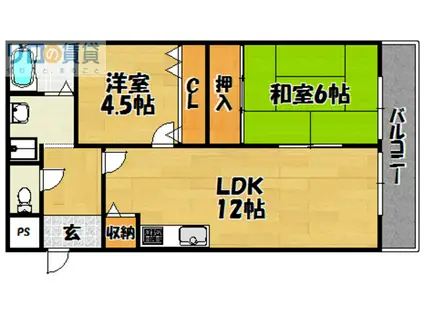 グランフェルティ(2LDK/4階)の間取り写真
