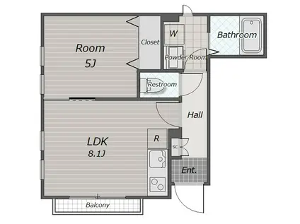 クレール下馬(1LDK/1階)の間取り写真