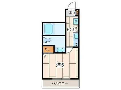 エルグランデ神大寺(1K/2階)の間取り写真