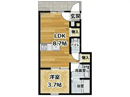 CASA PACIFICA BEKKU サウス(1LDK/1階)の間取り写真