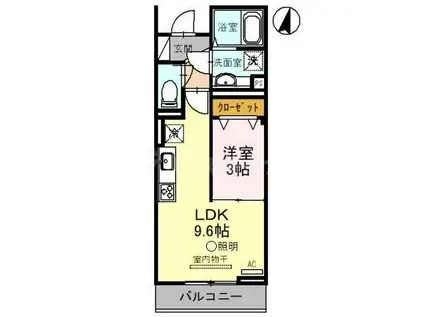 SOLANA II(1LDK/2階)の間取り写真