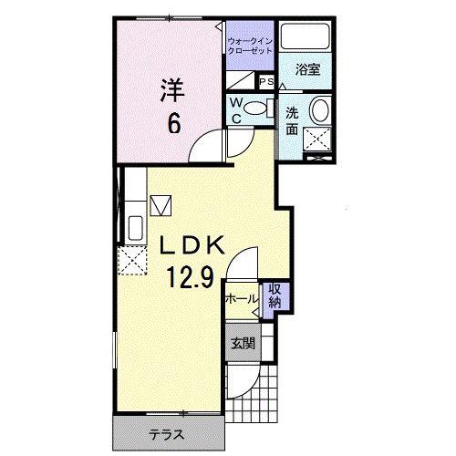 リヴェール・ヴィラ(1LDK/1階)の間取り写真