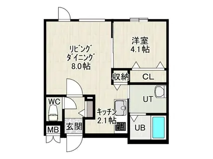 LAND SAKAEMACHI ランドサカエマチ(1LDK/4階)の間取り写真