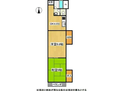 グランディールマンション(2DK/2階)の間取り写真