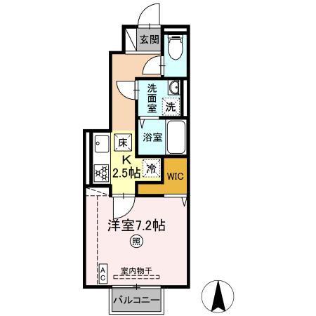 D-ROOM小倉寺 A(1K/1階)の間取り写真