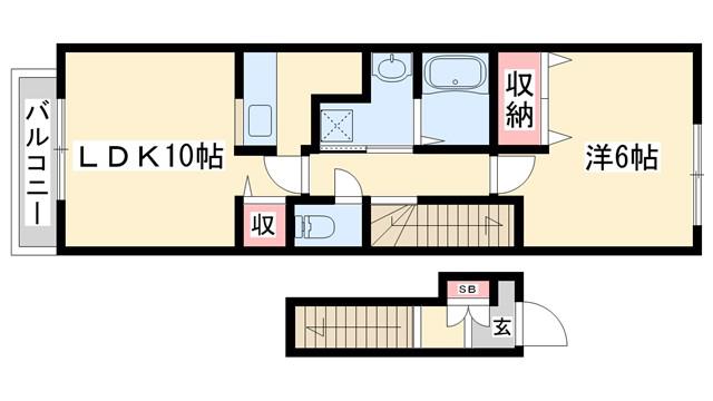 オールウェイズ翔(1LDK/2階)の間取り写真
