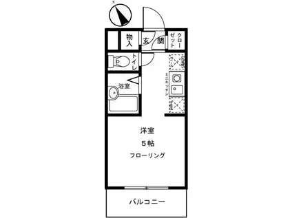 ドミールT(1K/1階)の間取り写真