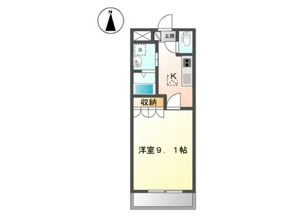 ウォーカーヒル(1K/1階)の間取り写真