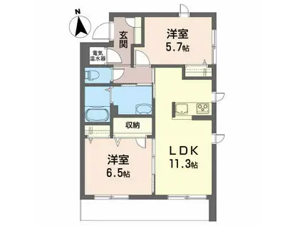 メゾンマスト盛南I(2LDK/1階)の間取り写真