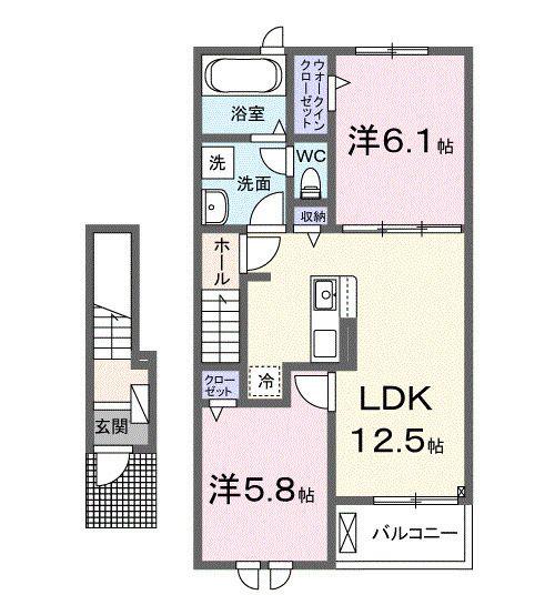 カフア テラス(2LDK/2階)の間取り写真