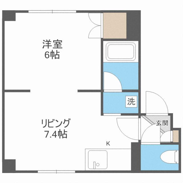 ミヤタハイツ(1DK/5階)の間取り写真