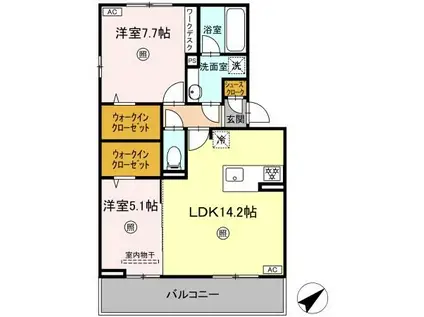 NEST PIECE 原町(2LDK/2階)の間取り写真