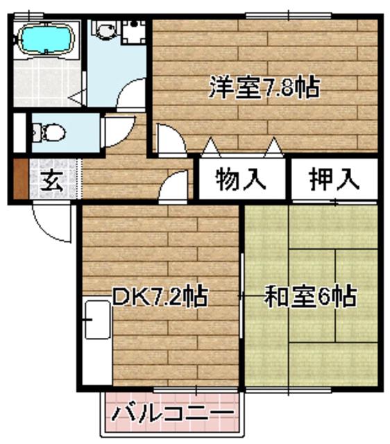 シンフォニックガーデンA棟(2DK/1階)の間取り写真