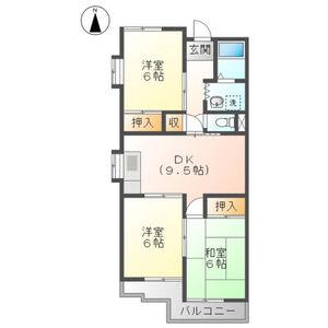 みどり坂ハイツ(3DK/2階)の間取り写真