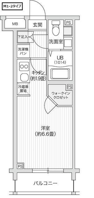 レジディア笹塚2(1K/1階)の間取り写真