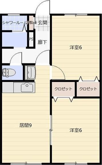 ロイヤルシャトー平岸(2DK/1階)の間取り写真