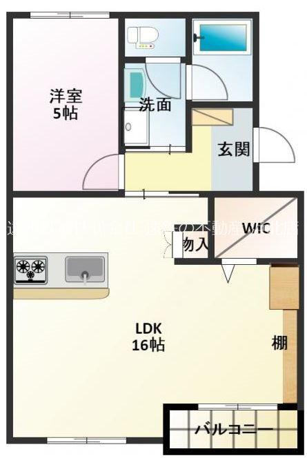 ノンパレイユ笠井(1LDK/2階)の間取り写真